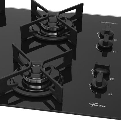 Imagem de Cooktop a Gás Fischer Fit Line com 4 Bocas Preto