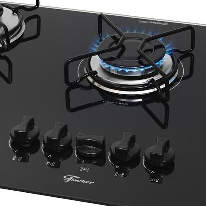 Imagem de Cooktop a Gás Fischer Fit Line com 5 Bocas Preto