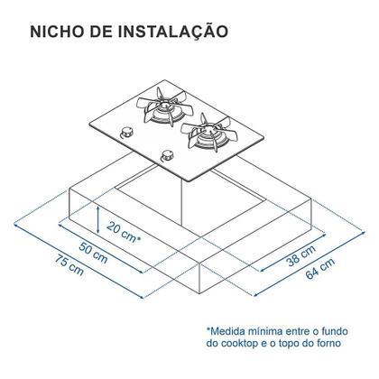 Imagem de Cooktop a Gas Linear 2 Bocas Venax Arena Preto