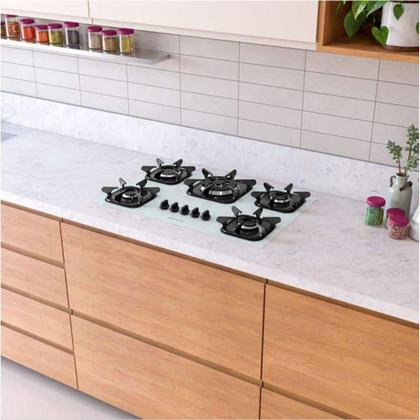 Imagem de Cooktop à Gás Mueller 5 bocas Tripla Chama Mesa Vidro Branco - Bivolt