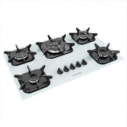 Imagem de Cooktop à Gás Mueller 5 bocas Tripla Chama Mesa Vidro Branco - Bivolt