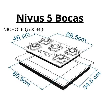 Imagem de Cooktop a gás Stelar 5 queimadores Nivus Bivolt