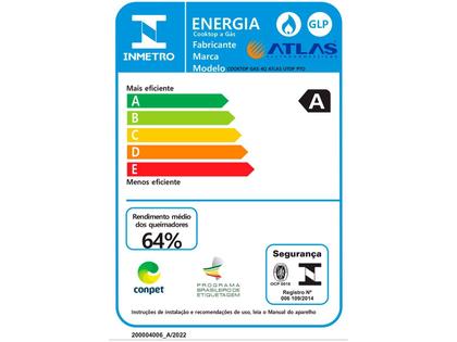 Imagem de Cooktop Atlas 4 Bocas Utop com Mesa de Vidro Preto - Bivolt
