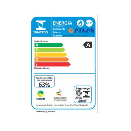 Imagem de Cooktop Atlas 5 Bocas Ágile Up Mesa de Vidro