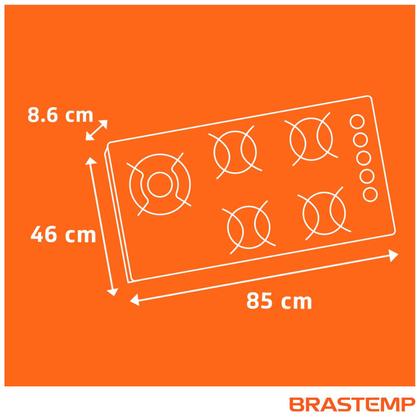 Cooktop Brastemp 5 Bocas com Quadrichama e Acendimento Super Automático Design Inteligente BDD85AE Imagem de Cooktop Brastemp 5 Bocas com Quadrichama e Acendimento Super Automático Design Inteligente BDD85AE