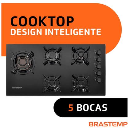 Cooktop Brastemp 5 Bocas com Quadrichama e Acendimento Super Automático Design Inteligente BDD85AE Imagem de Cooktop Brastemp 5 Bocas com Quadrichama e Acendimento Super Automático Design Inteligente BDD85AE