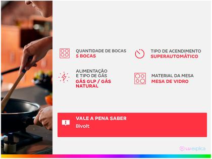 Imagem de Cooktop Brastemp 5 Bocas com Vidro Temperado Preto