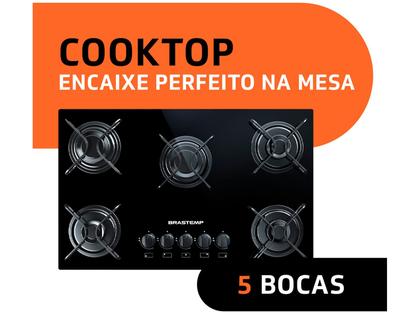 Imagem de Cooktop Brastemp 5 Bocas com Vidro Temperado Preto