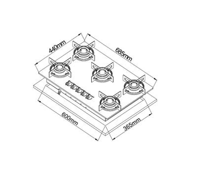 Imagem de Cooktop chamalux 5 bocas tripla chama vermelho