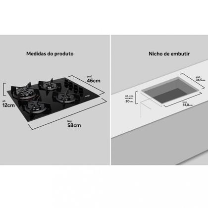 Imagem de Cooktop Dako Supreme a Gás 4 Bocas Acendimento Automático e Tripla Chama