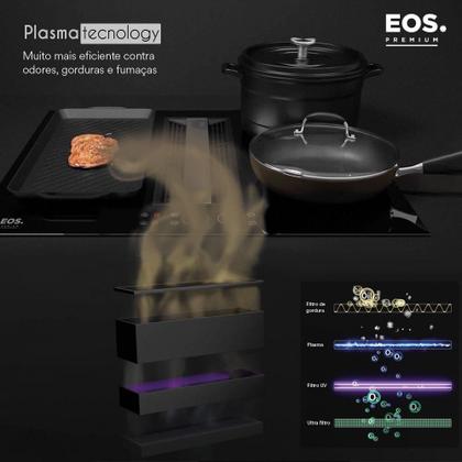 Imagem de Cooktop de Indução 4 Bocas EOS Premium com Coifa Embutida e Ions de Plasma EPCI04EC 220V