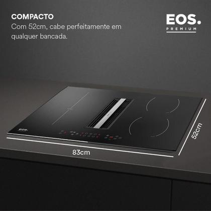 Imagem de Cooktop de Indução 4 Bocas EOS Premium com Coifa Embutida e Ions de Plasma EPCI04EC 220V