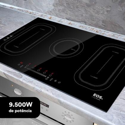Imagem de Cooktop de Indução Cinco Bocas EOS 90cm Freezone Due Preto 9500W ECI05EPF 220V