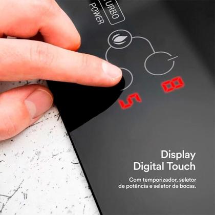 Imagem de Cooktop de Indução Cinco Bocas EOS 90cm Freezone Due Preto 9500W ECI05EPF 220V