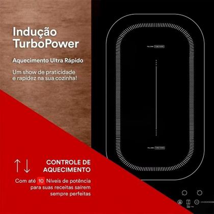 Imagem de Cooktop de Indução Cinco Bocas EOS 90cm Freezone Due Preto 9500W ECI05EPF 220V