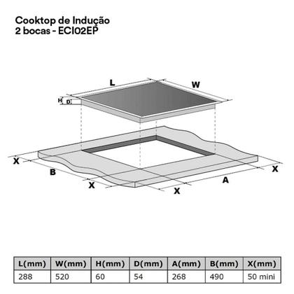 Cooktop de Indução Duas Bocas EOS ECI02EP 220V Imagem de Cooktop de Indução Duas Bocas EOS ECI02EP 220V