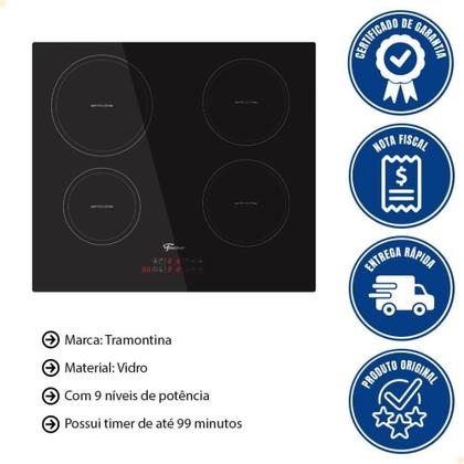 Imagem de Cooktop De Indução Fischer 4 Bocas Vitrocerâmica Com Touch Screen 220V 89825