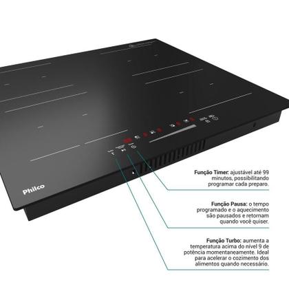Imagem de Cooktop De Indução Philco Pctq1 Função Turbo 4 Bocas 220v