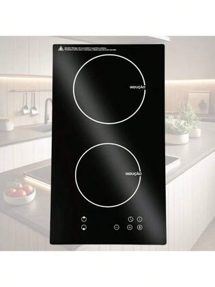 Imagem de Cooktop Elétrico Indução 3500W 2 Bocas Vitrocerâmica Preto Moderno