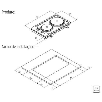 Imagem de Cooktop Elétrico Inox Tramontina 2 Queimadores Dominó 220V