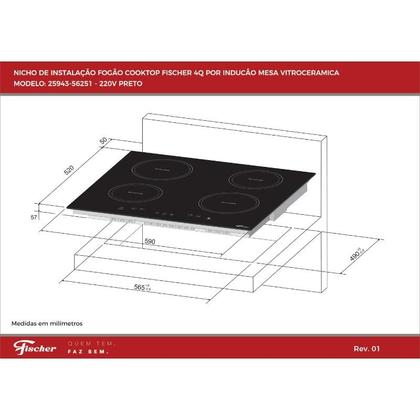Imagem de Cooktop Fischer 4 Bocas por Indução Mesa Vitroceramica Touch Fischer