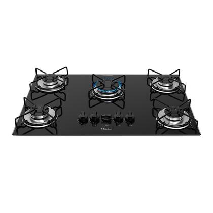 Imagem de Cooktop Fischer 5 Bocas Fit Line Gás Mesa Vidro Preto - Trempe Aramado