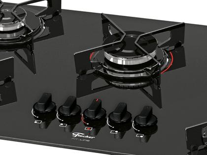 Imagem de Cooktop Fischer Fit Line Mesa de Vidro 5 Bocas  Bivolt
