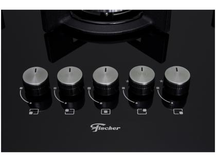 Imagem de Cooktop Fischer Infinity 5 Bocas Tripla Chama A Gás Trempe Ferro Fundido Mesa Vidro Preto 2629857077