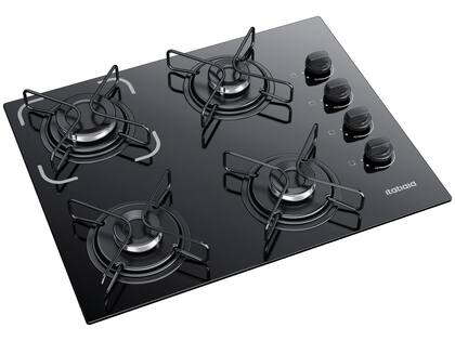Imagem de Cooktop Fogão 4 Bocas à Gás Itatiaia Essencial Vidro Preto Bivolt 127/220V