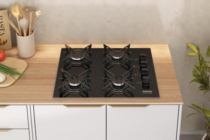 Imagem de Cooktop Fogão 4 Bocas Itatiaia Electra Plus Preto Bivolt Vidro Temperado Acendimento Automático Design Moderno