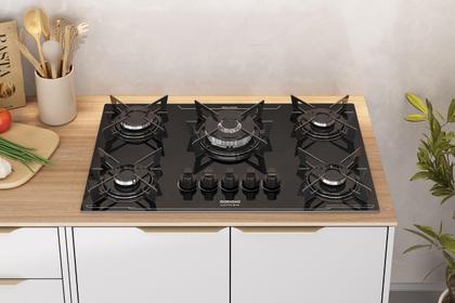 Imagem de Cooktop Fogão 5 Bocas Itatiaia Electra Plus Bivolt com Tripla Chama Vidro Temperado e Acendimento Automático