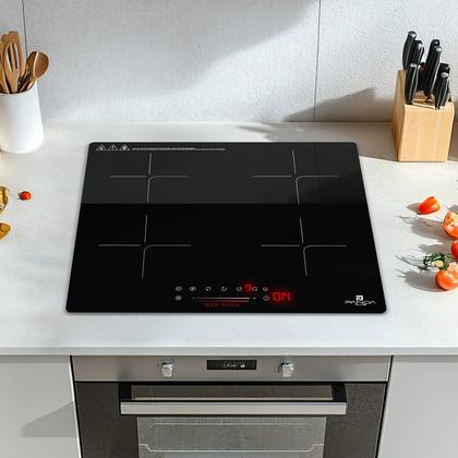Imagem de Cooktop Indução 4 Bocas PandaPlus 7000W Turbo Preto 220V Vitrocerâmico Touch Embutir Trava Segurança Premium