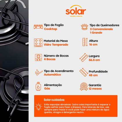 Imagem de Cooktop Itatiaia 4 Bocas Essencial com Acendimento Automático
