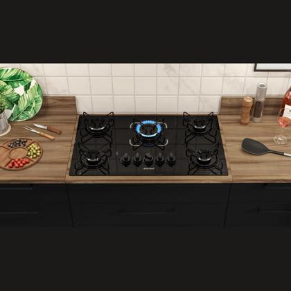 Imagem de Cooktop Itatiaia Essencial 5 Bocas Vidro Temperado Preto Bivolt