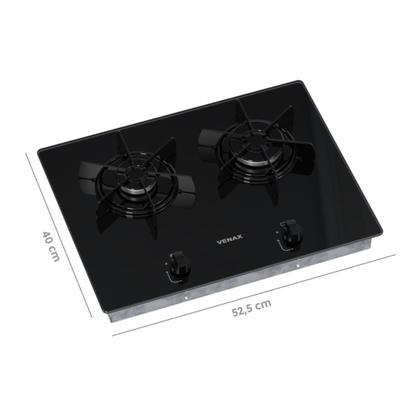 Imagem de Cooktop Linear 2 Bocas Venax Arena Preto Gas Glp