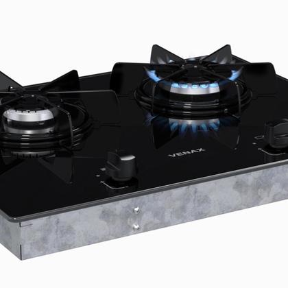 Imagem de Cooktop Linear 2 Bocas Venax Arena Preto Gas Glp