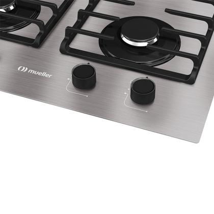Imagem de Cooktop Mueller 4 Bocas de Alumínio 59cm com Grade Dupla MCG4BL Bivolt