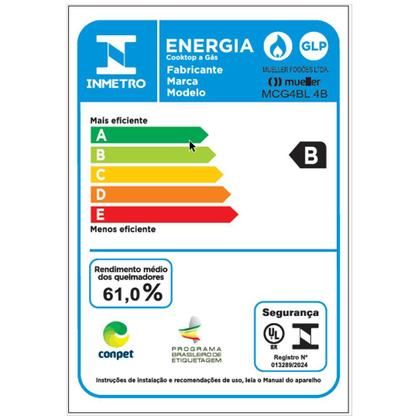 Imagem de Cooktop Mueller 4 Bocas de Alumínio 59cm com Grade Dupla MCG4BL Bivolt