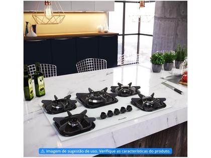 Imagem de Cooktop Mueller 5 Bocas Com Queimador Tripla Chama Branco Gelo  Bivolt