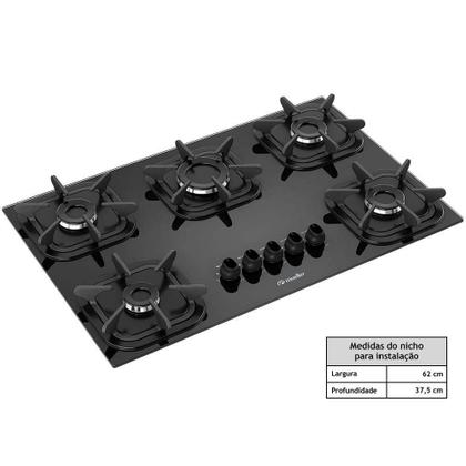 Cooktop Mueller 5 Bocas com Queimador Ultra Chama Preto Bivolt Imagem de Cooktop Mueller 5 Bocas com Queimador Ultra Chama Preto Bivolt