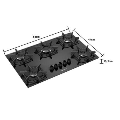 Cooktop Mueller 5 Bocas com Queimador Ultra Chama Preto Bivolt Imagem de Cooktop Mueller 5 Bocas com Queimador Ultra Chama Preto Bivolt