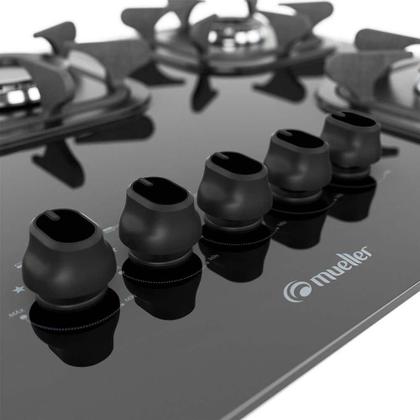 Cooktop Mueller 5 Bocas com Queimador Ultra Chama Preto Bivolt Imagem de Cooktop Mueller 5 Bocas com Queimador Ultra Chama Preto Bivolt