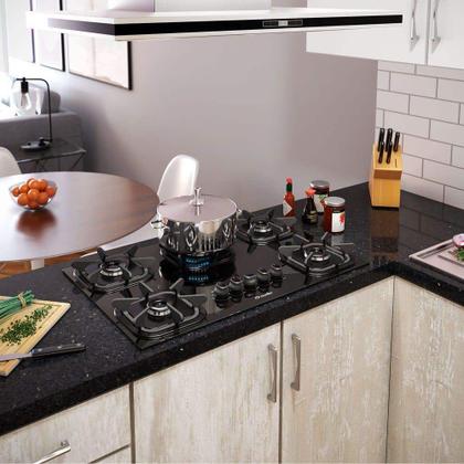 Cooktop Mueller 5 Bocas com Queimador Ultra Chama Preto Bivolt Imagem de Cooktop Mueller 5 Bocas com Queimador Ultra Chama Preto Bivolt