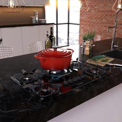 Imagem de Cooktop Mueller 5 bocas Preto com Queimador Tripla chama - Bivolt