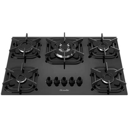 Imagem de Cooktop Mueller 5 bocas Preto com Queimador Tripla chama - Bivolt