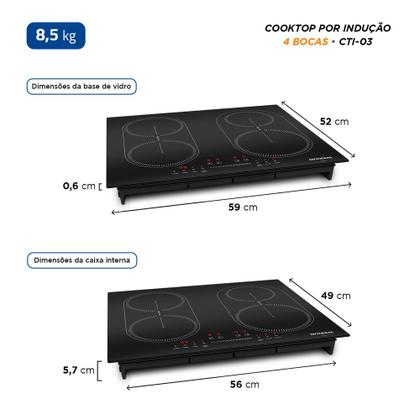 Imagem de Cooktop por Indução 4 bocas Mondial Preto 7000W 220V CTI-03