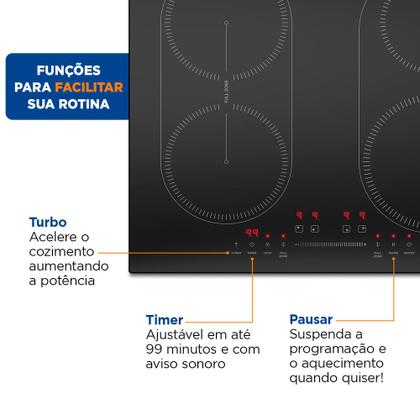 Imagem de Cooktop por Indução 4 bocas Mondial Preto 7000W 220V CTI-03
