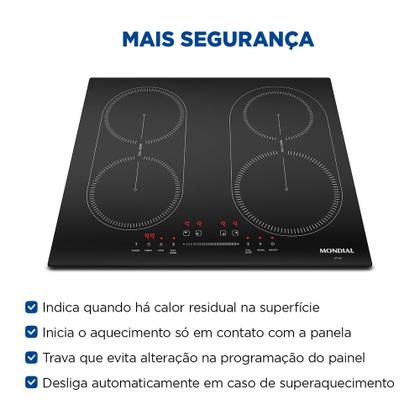 Imagem de Cooktop por Indução 4 bocas Mondial Preto 7000W 220V CTI-03