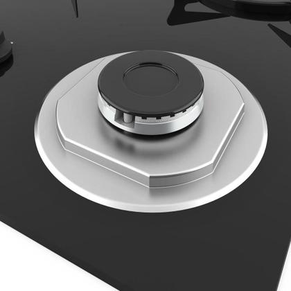 Imagem de Cooktop Terim à Gás Trm 4b Vidro Preto Flange Inox Preto Bivolt