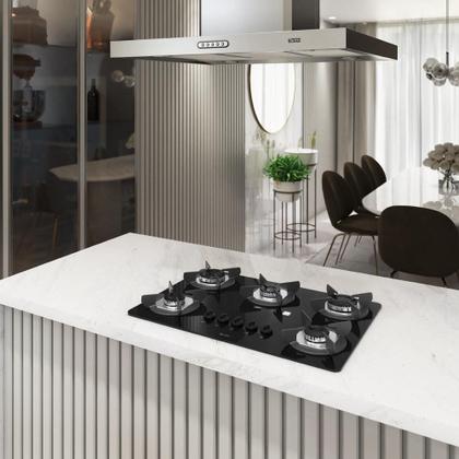 Imagem de Cooktop Terim Safe Ferro Fundido 5 Bocas A Gas Preto Bivolt